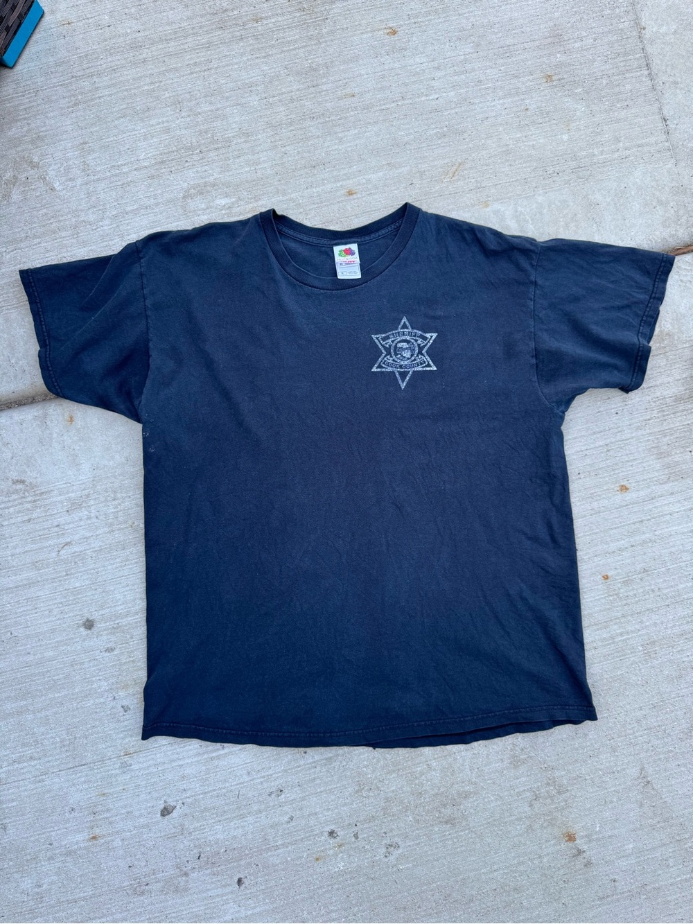 Vintage Faded Black Cook County Illinois Sheriff Shirt Fruit of the Loom Size XL